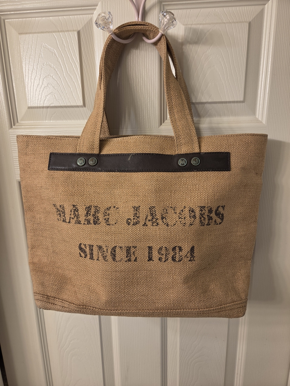 Marc Jacobs Tan Canvas Tote with Dark Brown Trim